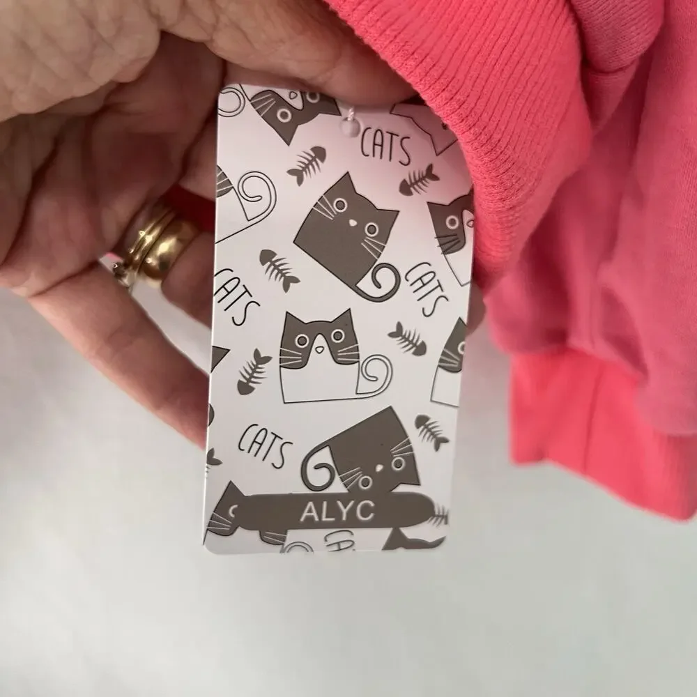 ALYC Pet Carrier Hoodie Cat Pouch Holder Sweatshirt Small Pink Pocket Pullover